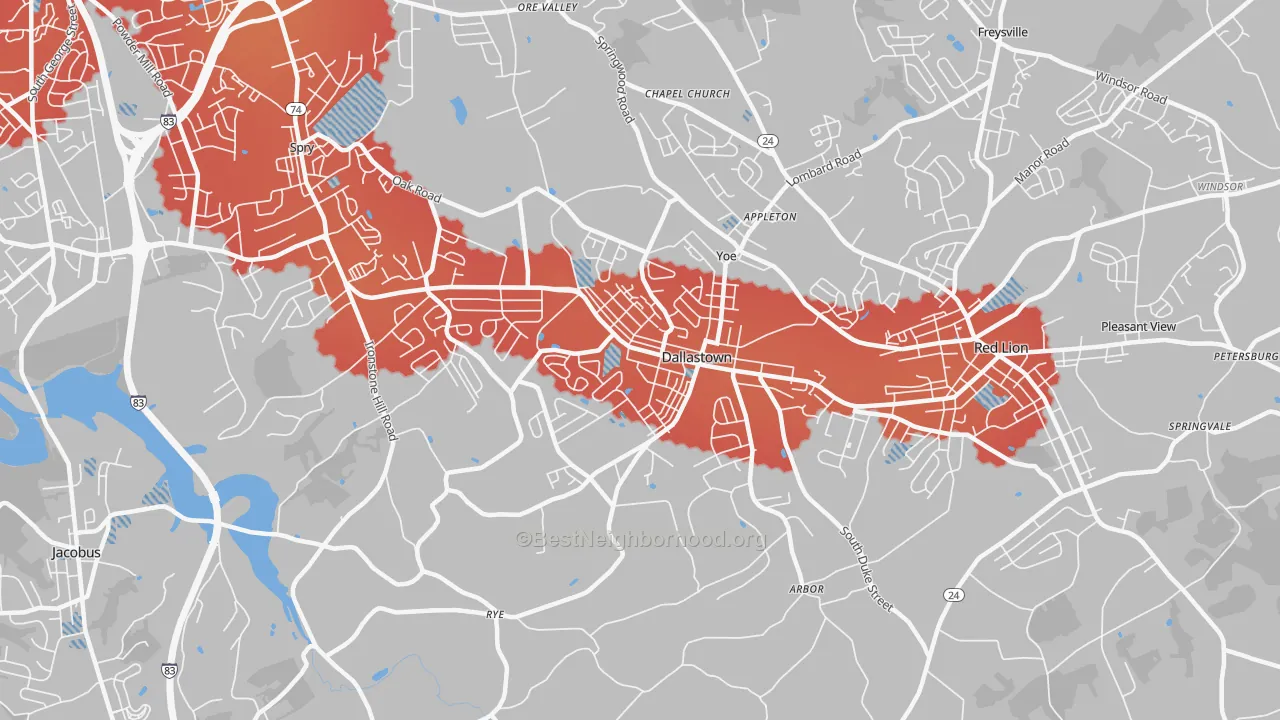 Transit Grade map of 17313, PA