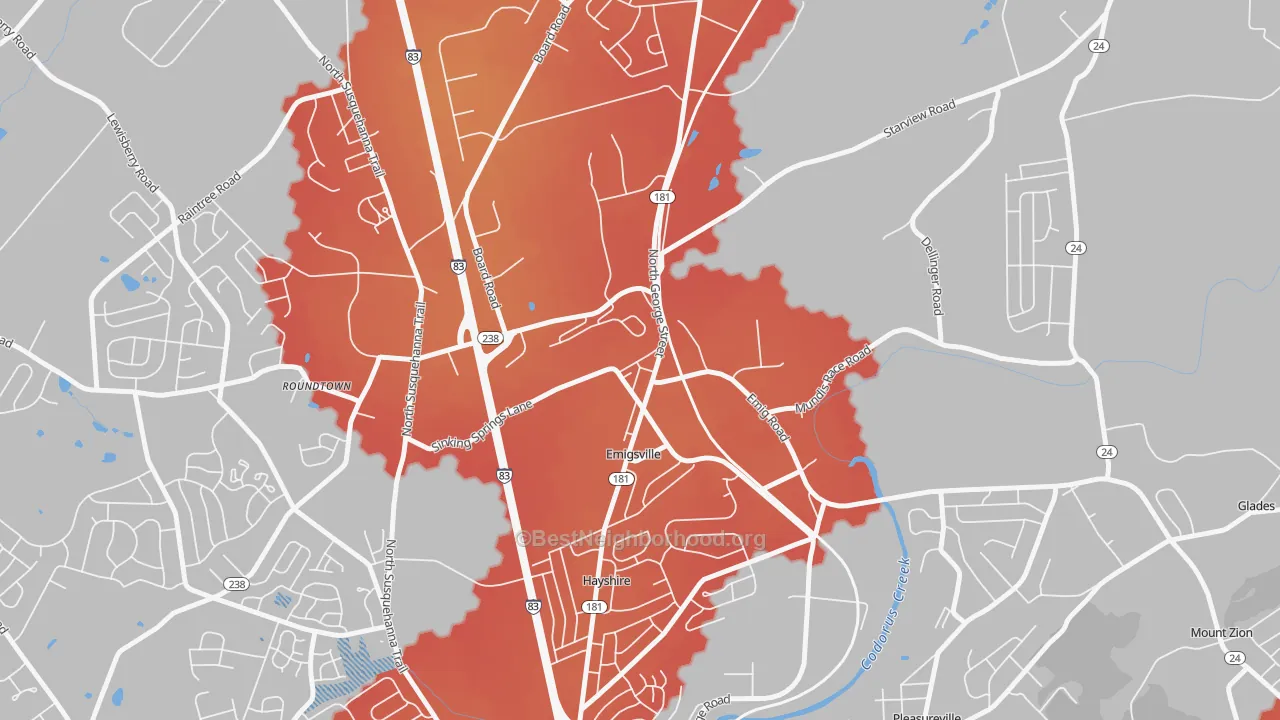 Transit Grade map of 17318, PA