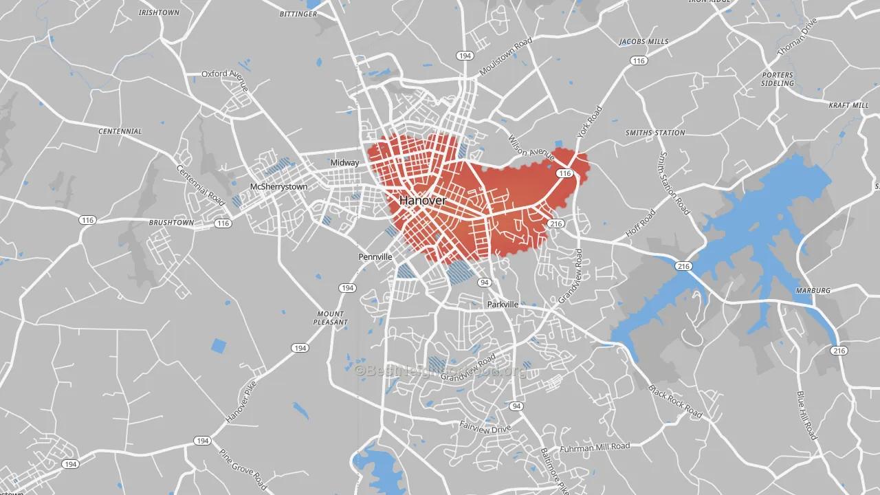 Transit Grade map of 17331, PA