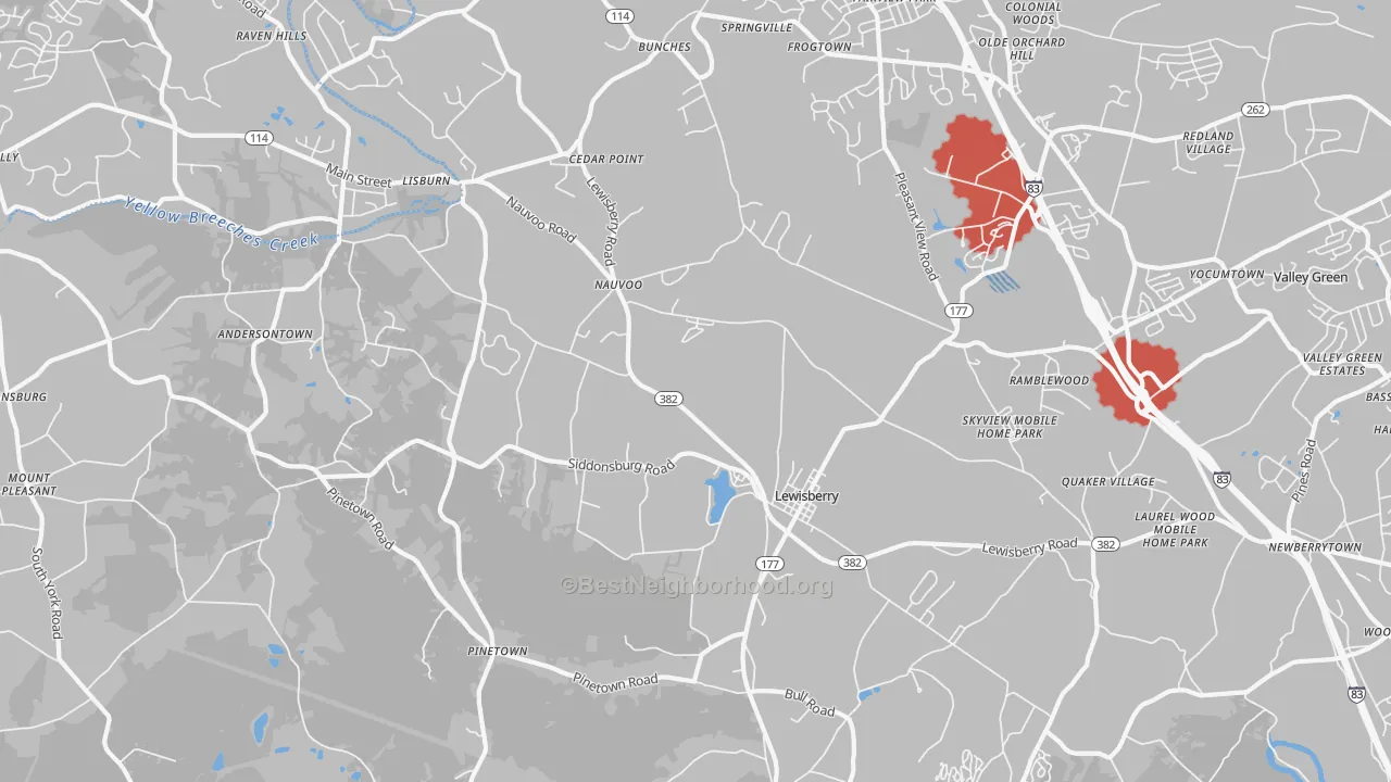 Transit Grade map of 17339, PA