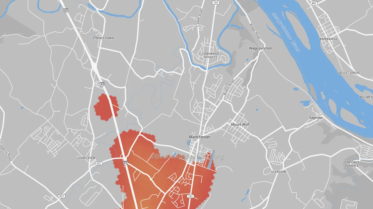 Transit Grade map of 17345, PA