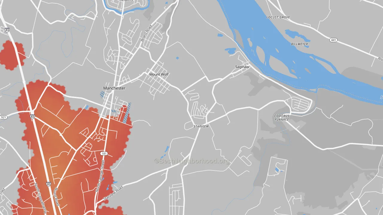 Transit Grade map of 17347, PA