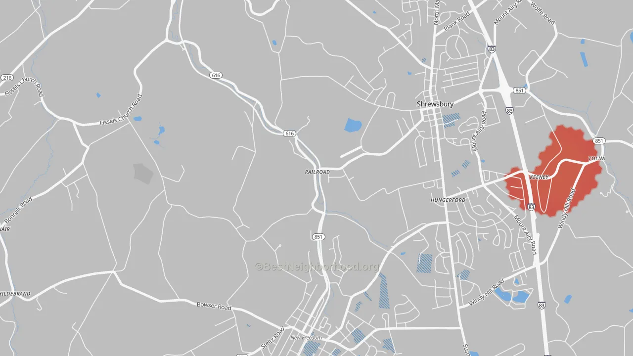 Transit Grade map of 17355, PA