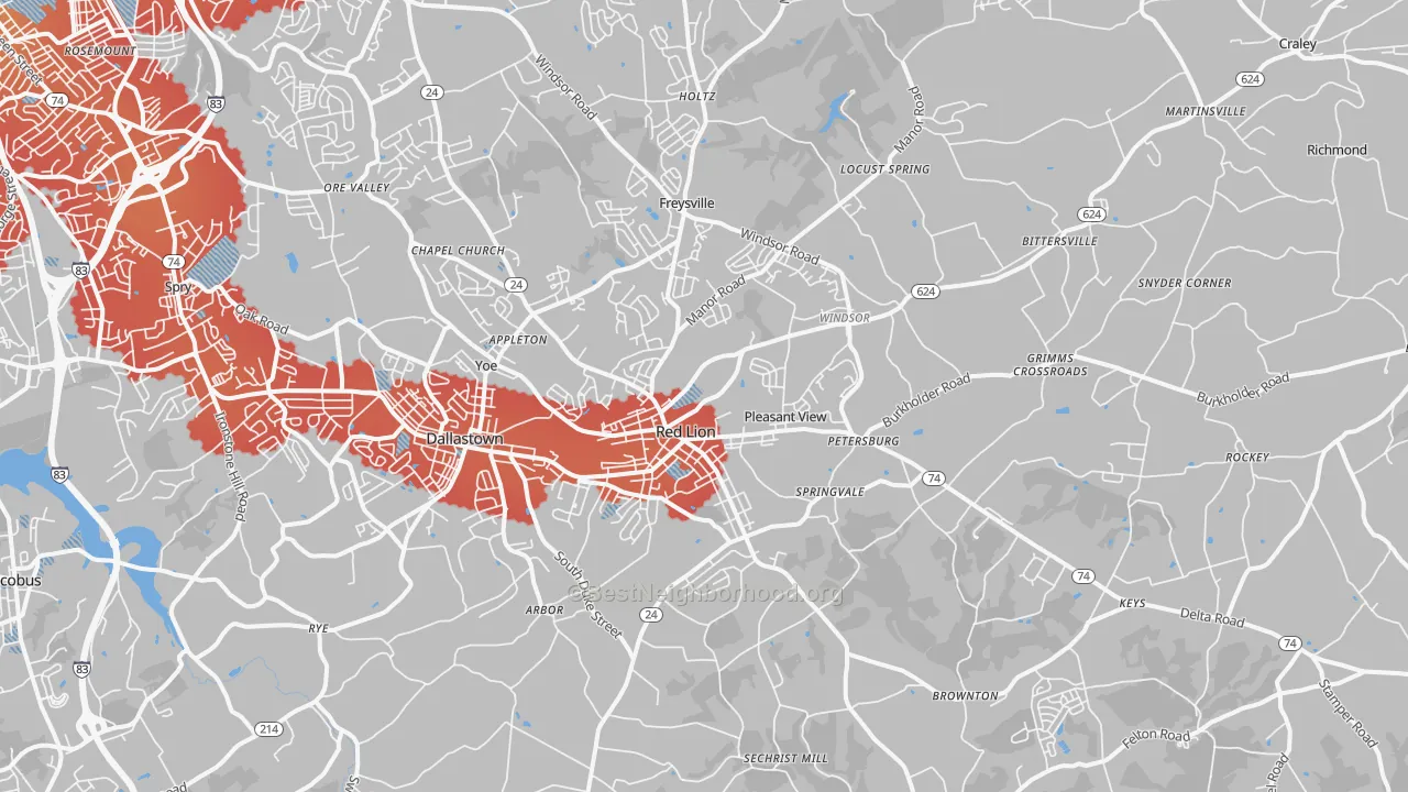 Transit Grade map of 17356, PA