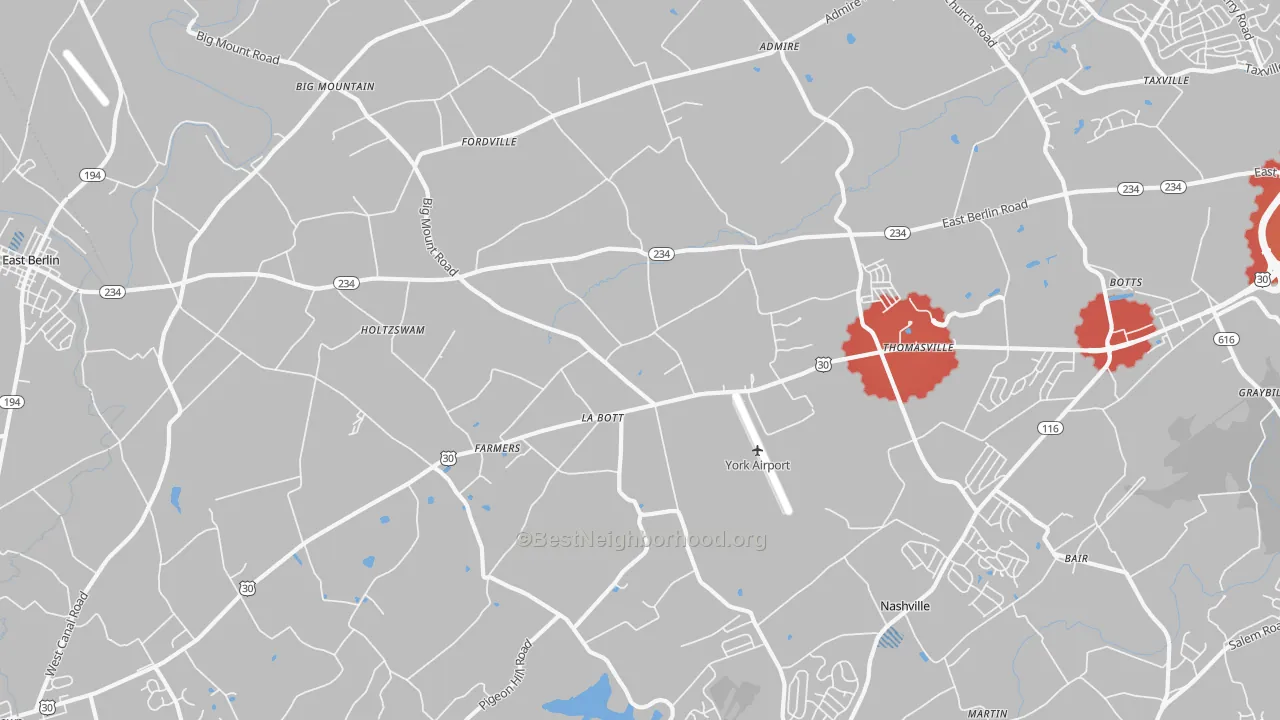 Transit Grade map of 17364, PA