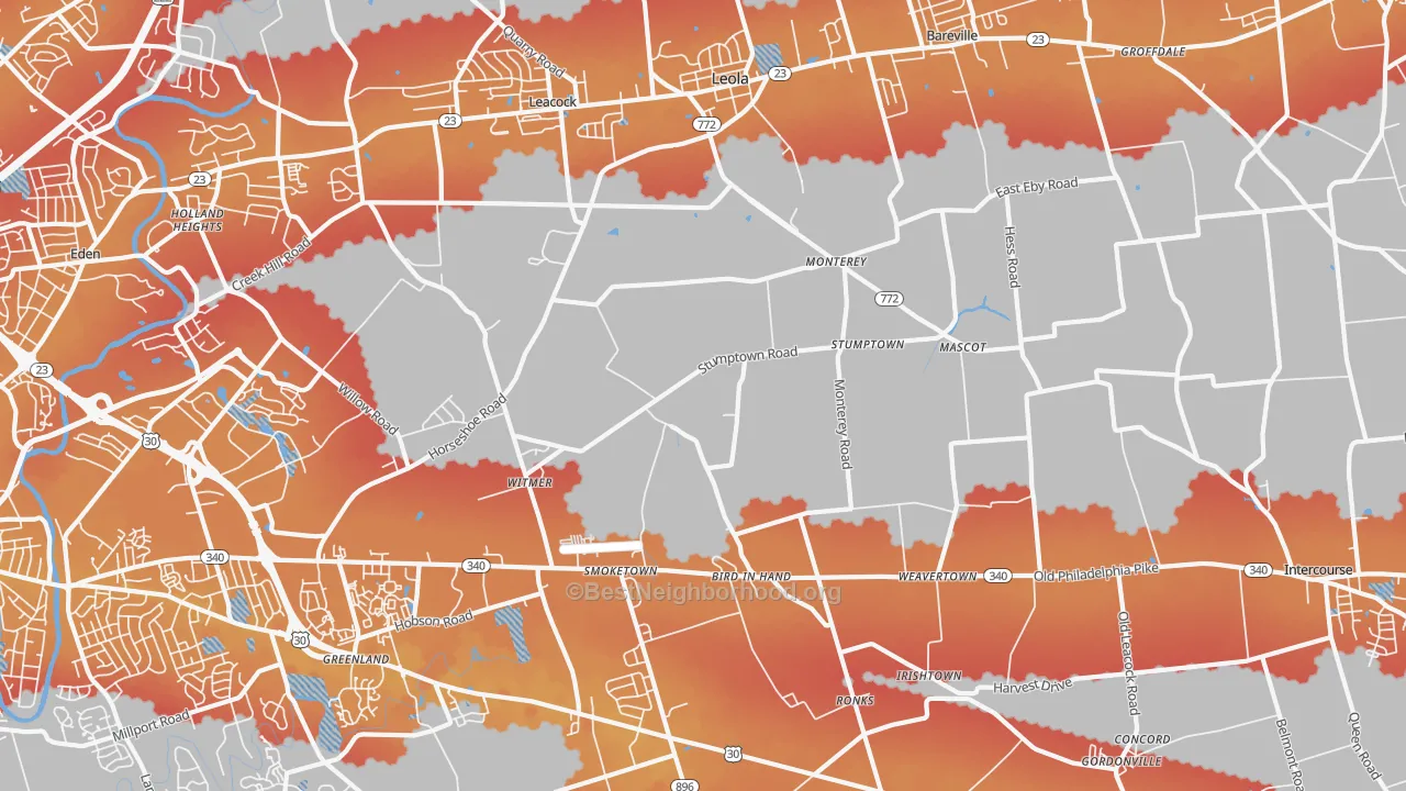 Transit Grade map of 17505, PA