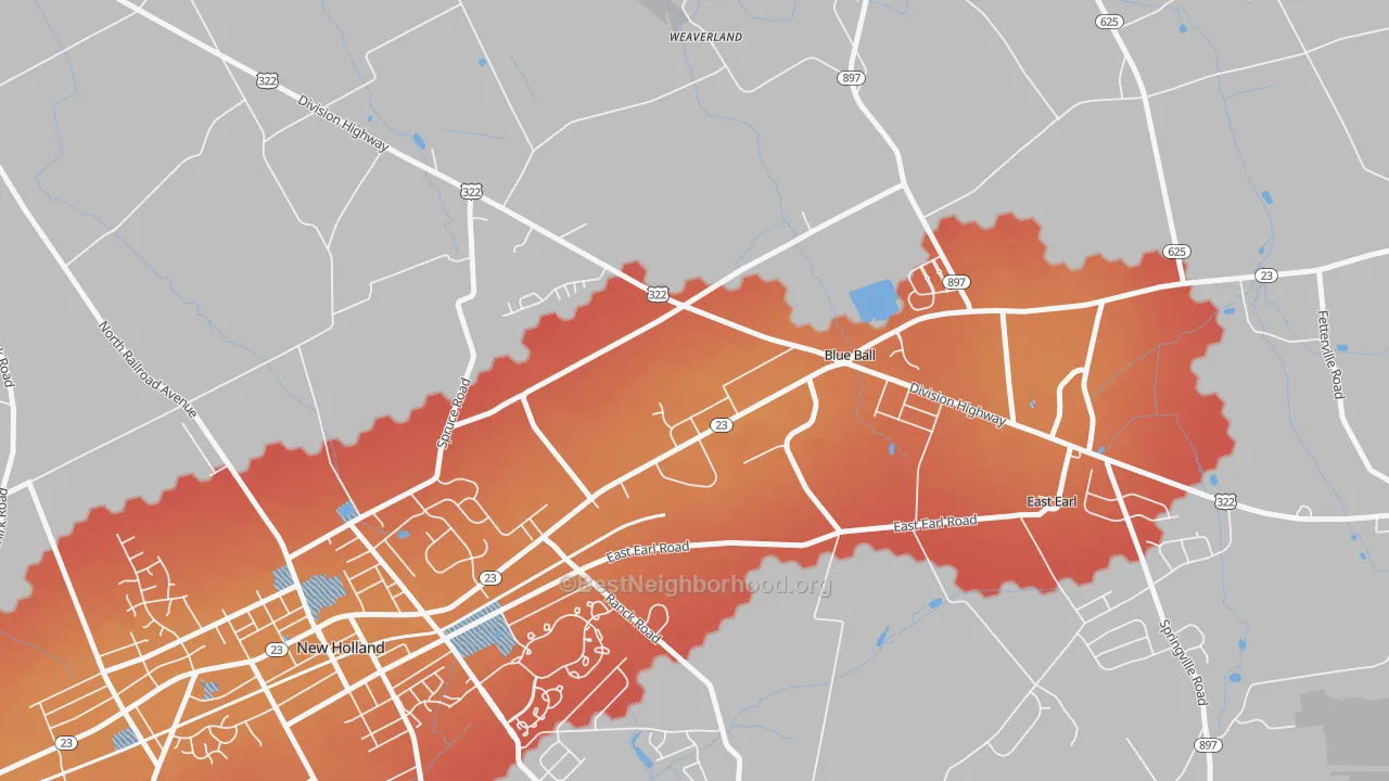 Transit Grade map of 17506, PA