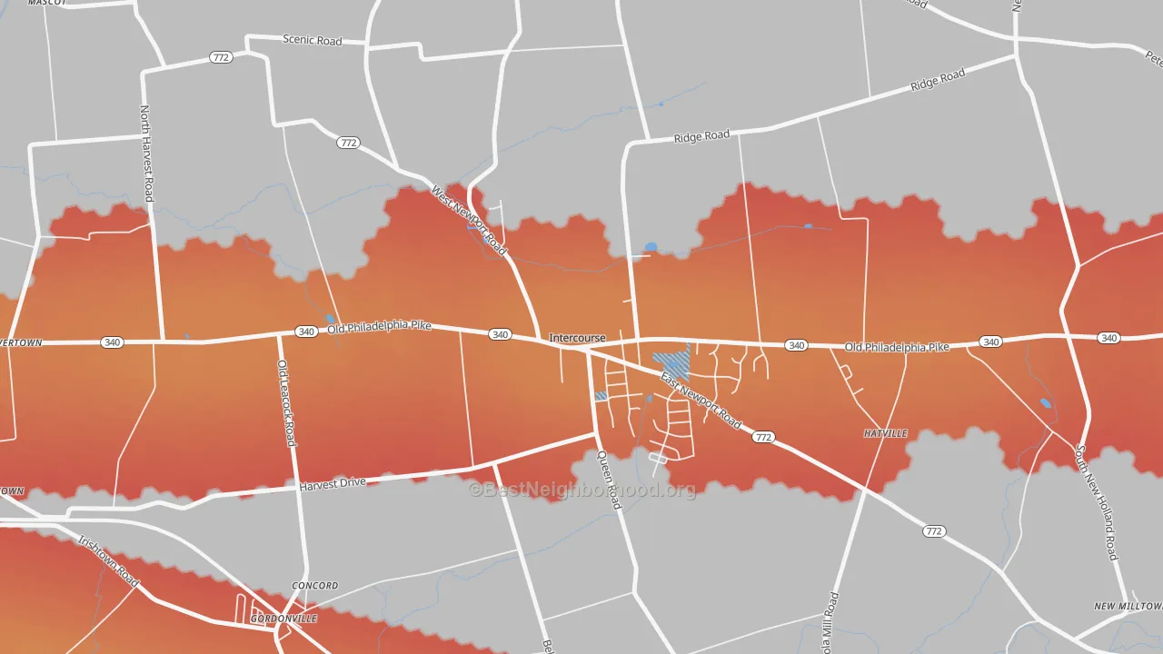Transit Grade map of 17534, PA