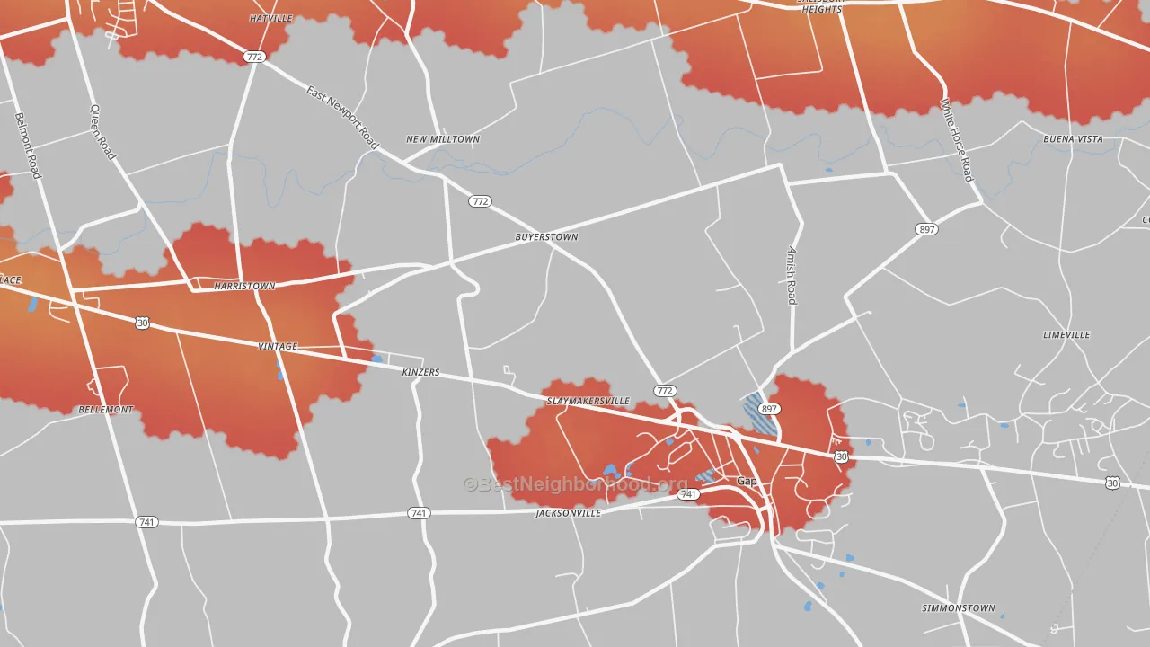 Transit Grade map of 17535, PA