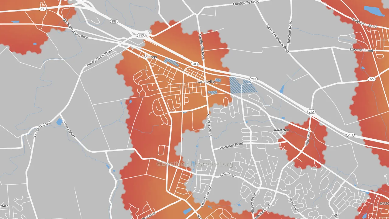 Transit Grade map of 17538, PA