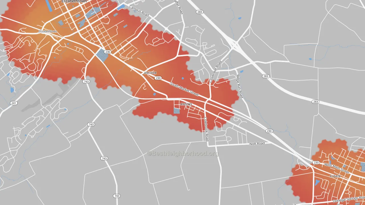 Transit Grade map of 17570, PA