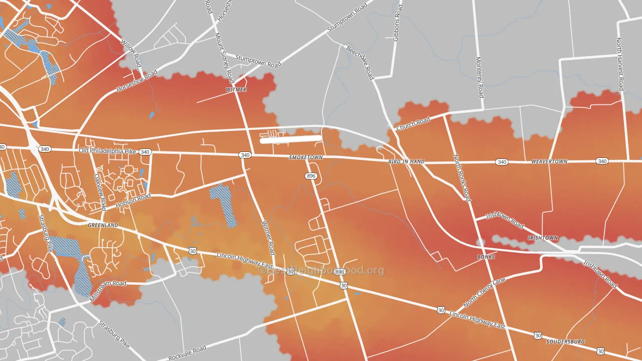Transit Grade map of 17576, PA