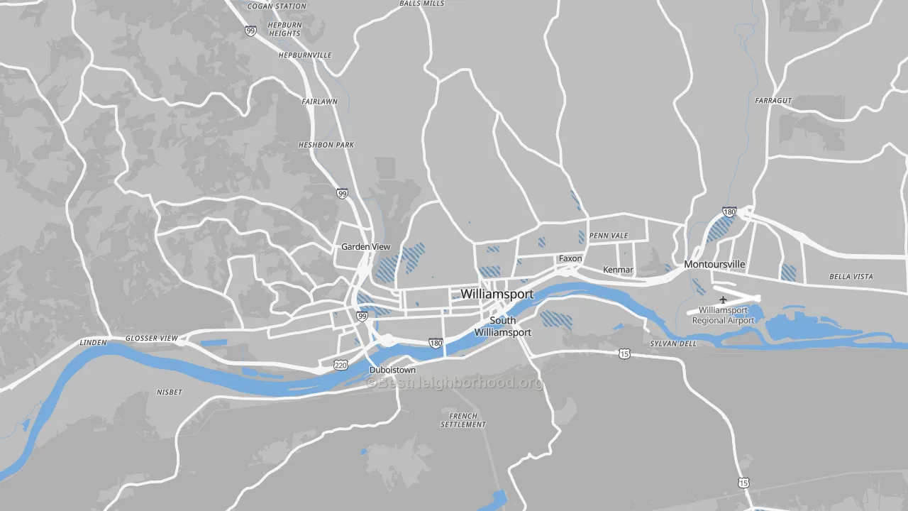 Transit Grade map of 17701, PA