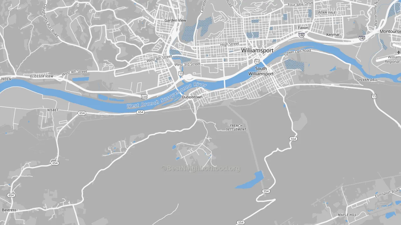 Transit Grade map of 17702, PA