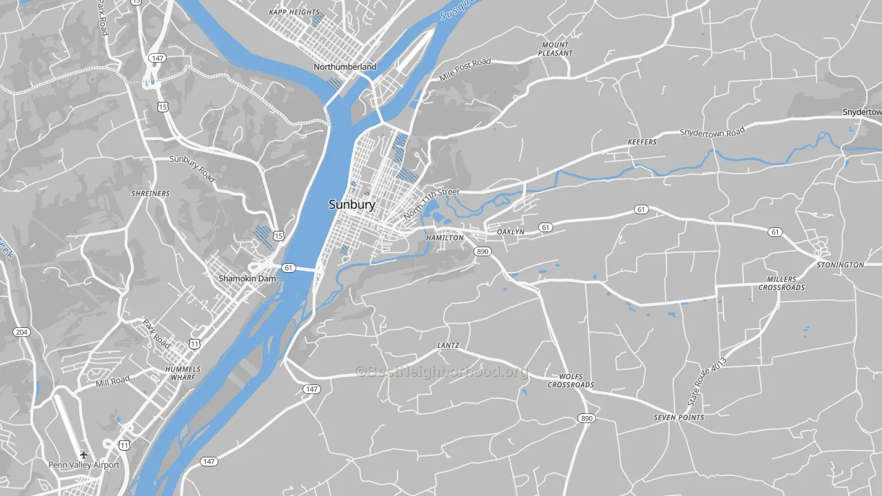 Transit Grade map of 17801, PA