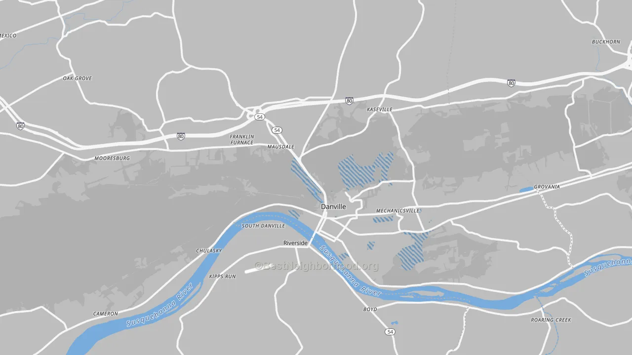 Transit Grade map of 17821, PA