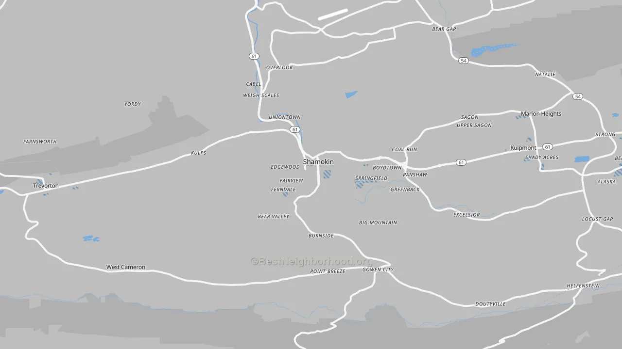 Transit Grade map of 17872, PA