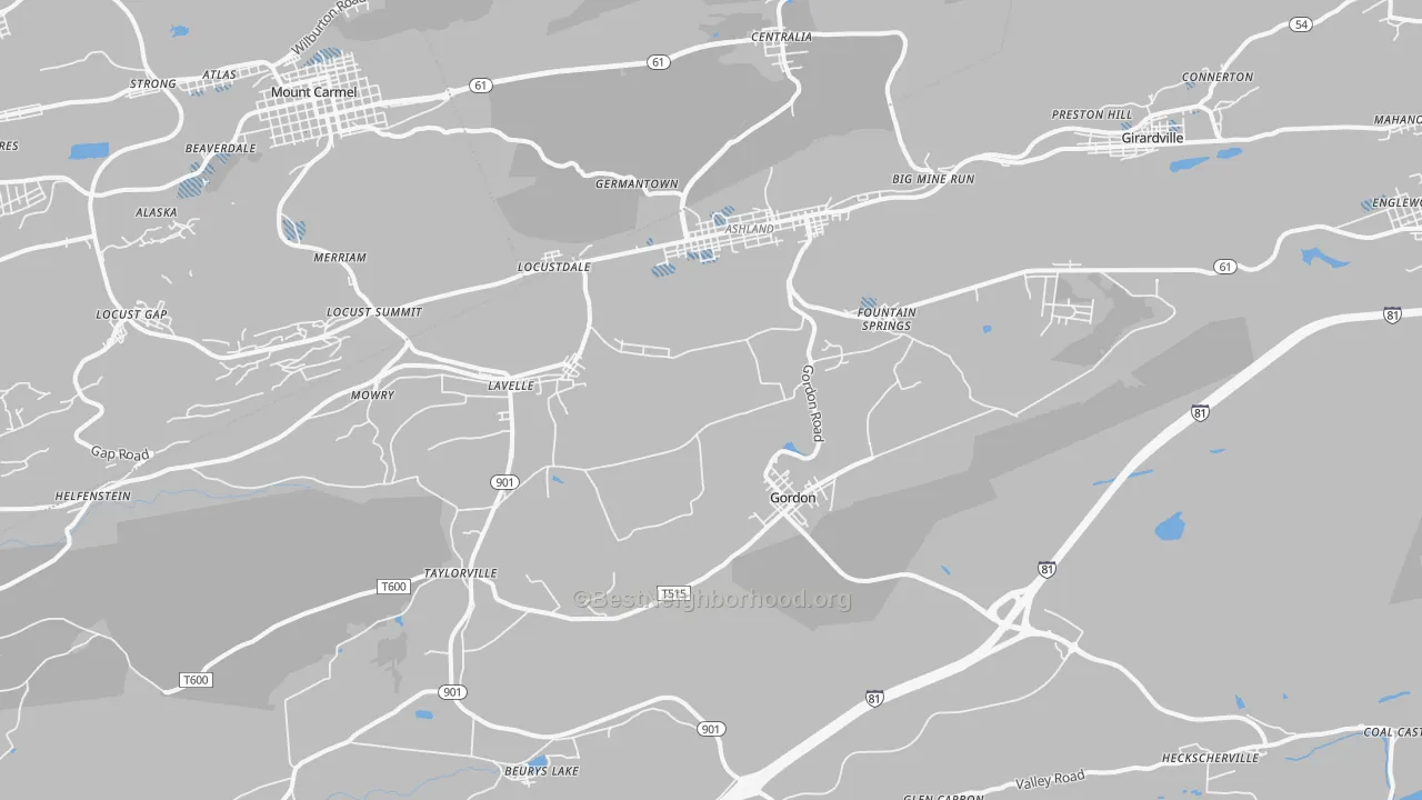 Transit Grade map of 17921, PA