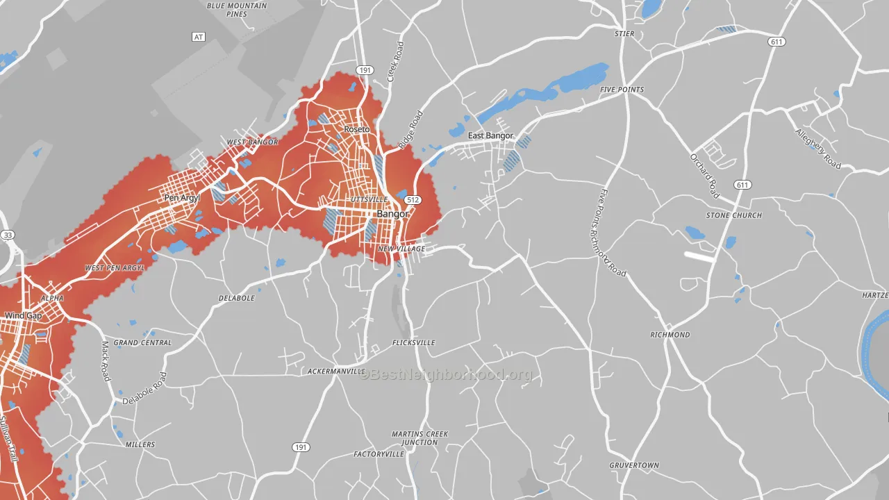 Transit Grade map of 18013, PA