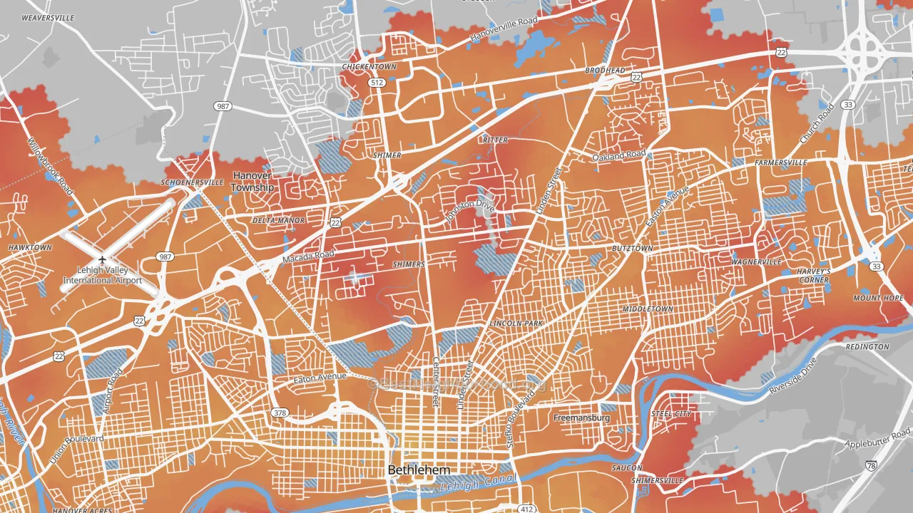 Transit Grade map of 18017, PA