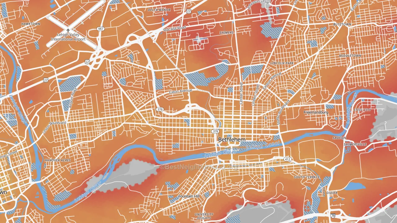 Transit Grade map of 18018, PA