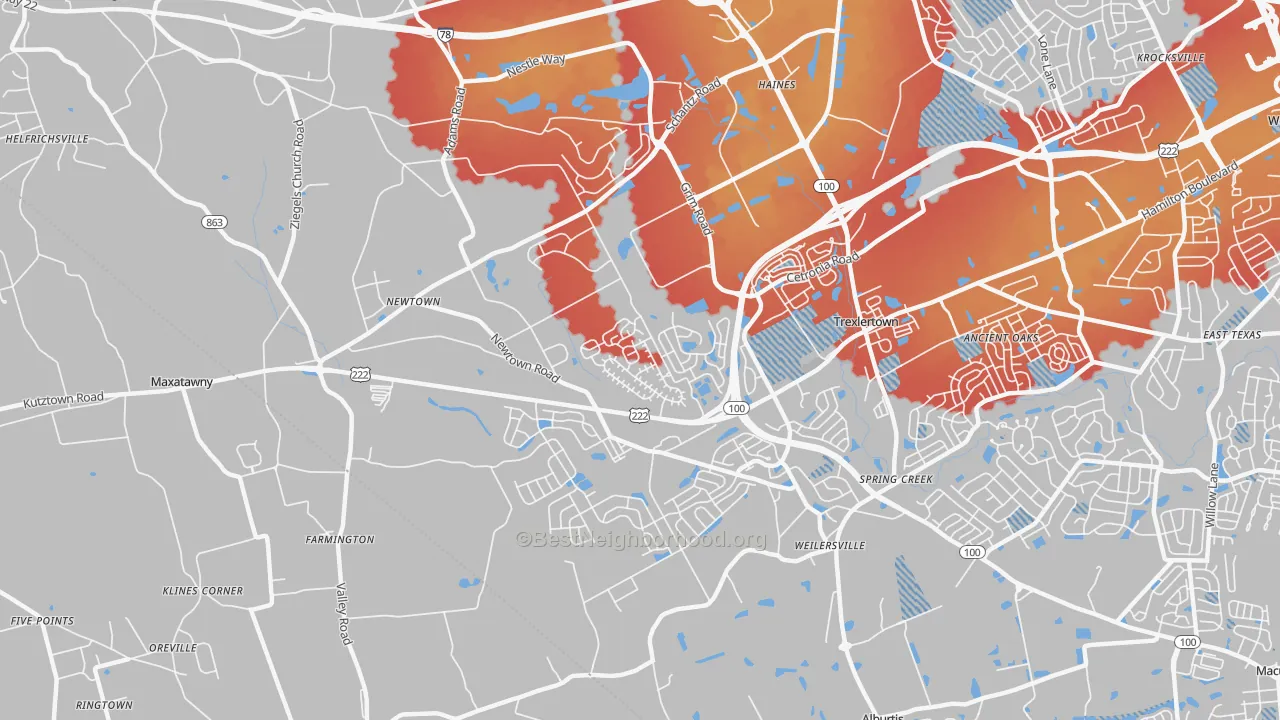 Transit Grade map of 18031, PA