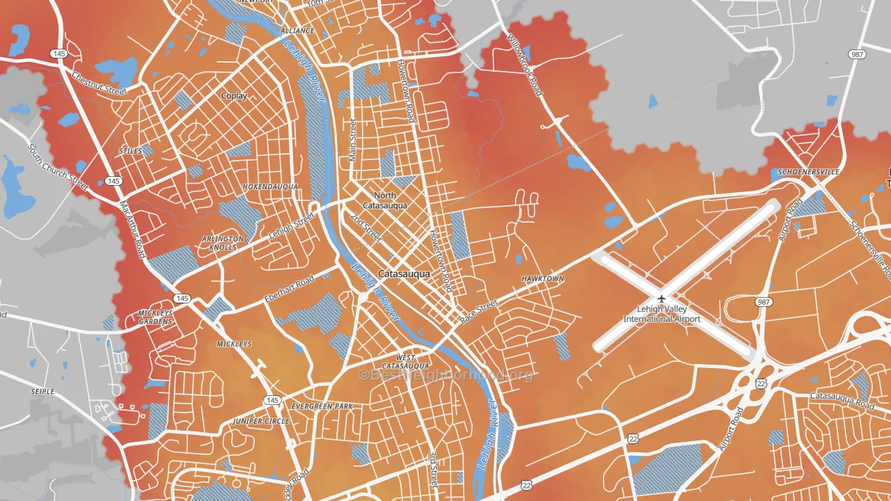 Transit Grade map of 18032, PA