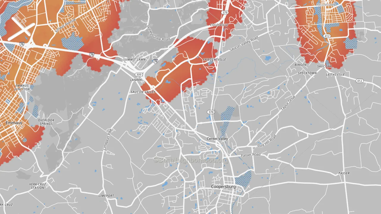 Transit Grade map of 18034, PA