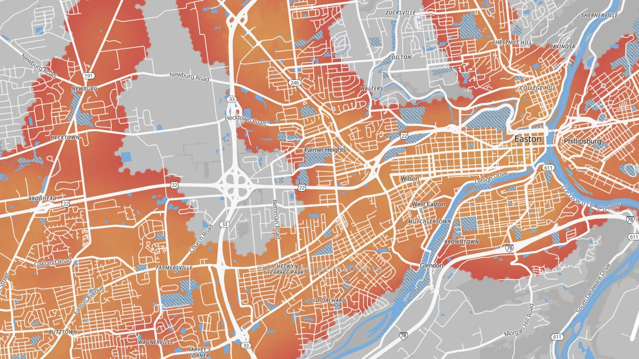 Transit Grade map of 18045, PA