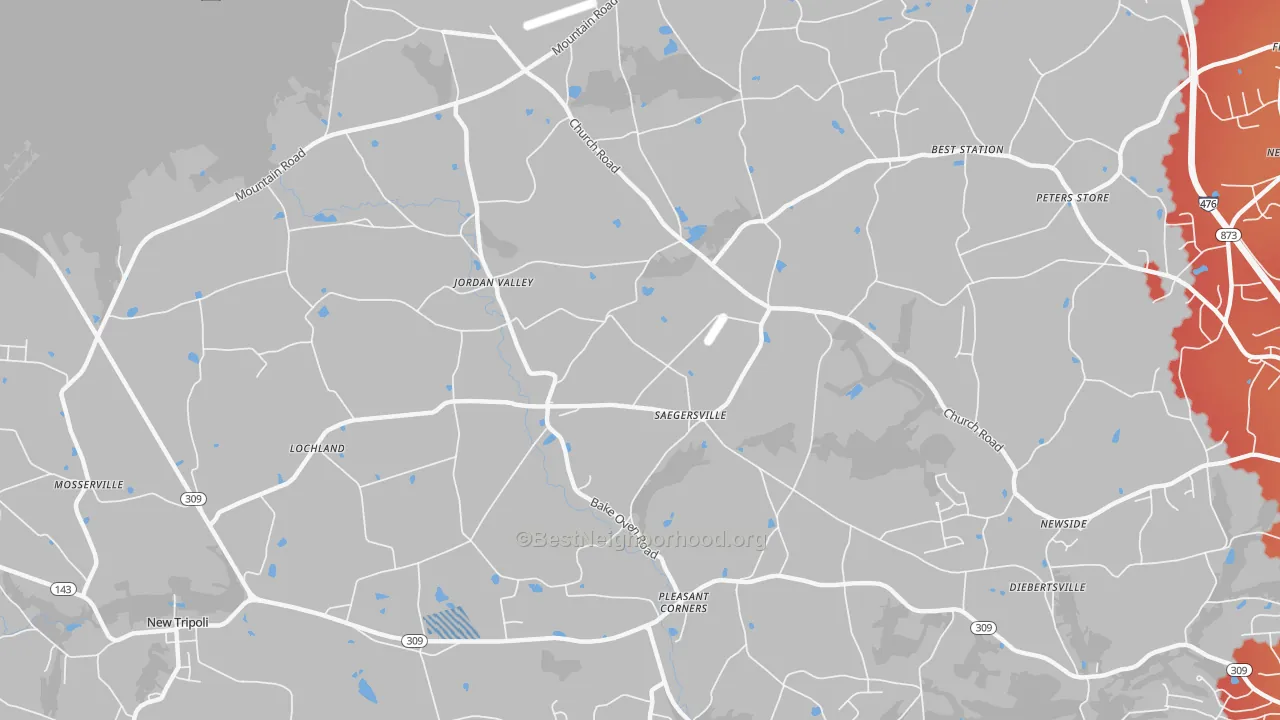 Transit Grade map of 18053, PA