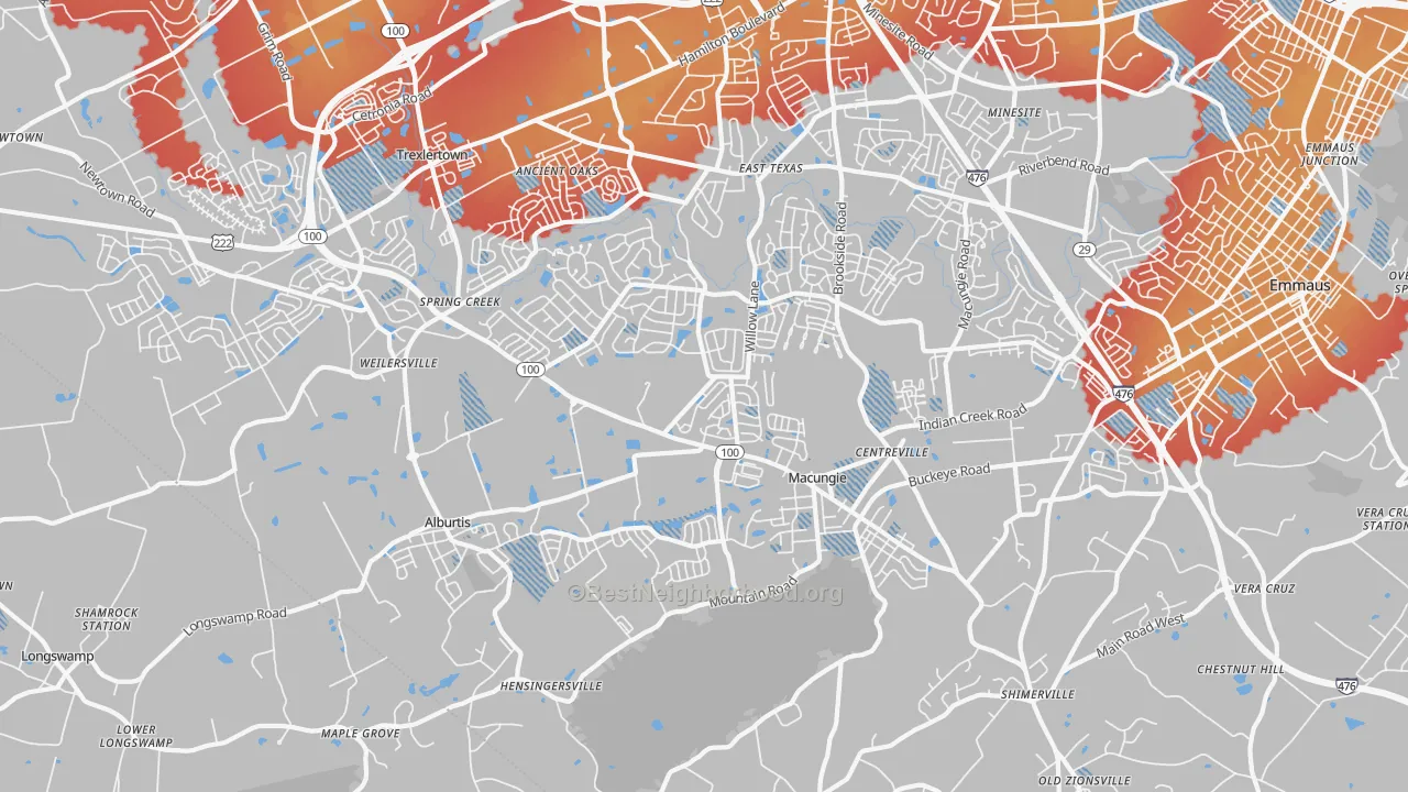 Transit Grade map of 18062, PA