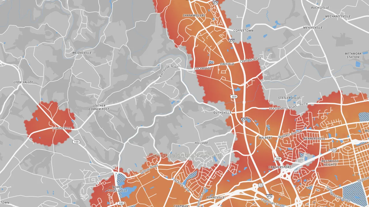 Transit Grade map of 18069, PA