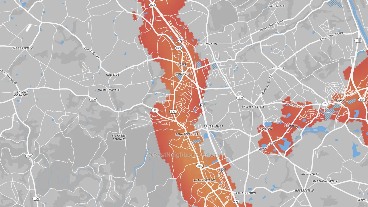 Transit Grade map of 18078, PA