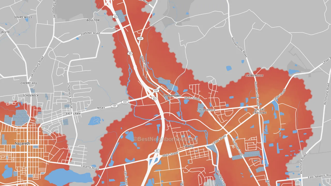 Transit Grade map of 18083, PA