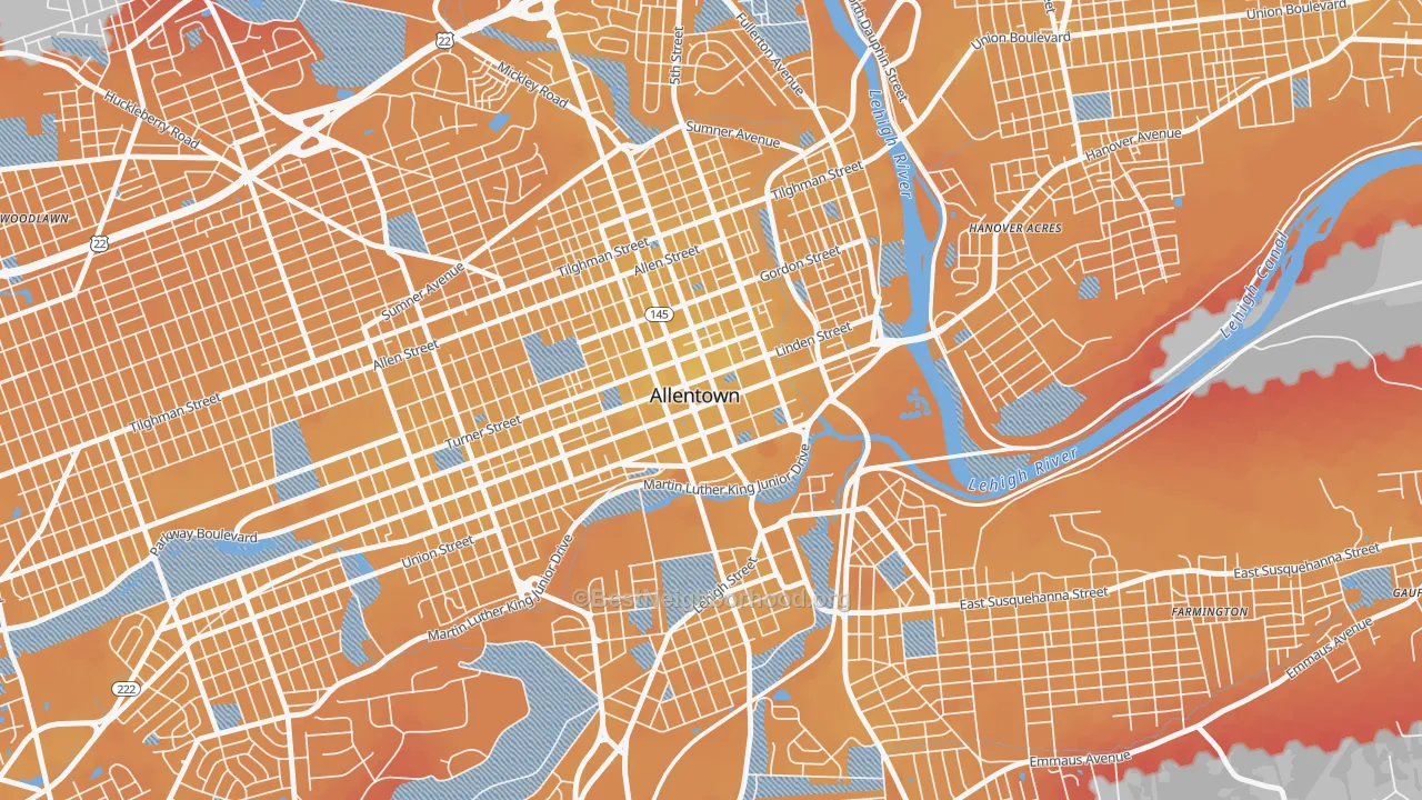 Transit Grade map of 18101, PA