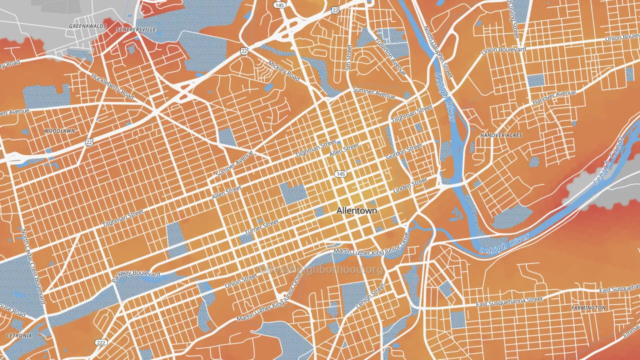 Transit Grade map of 18102, PA