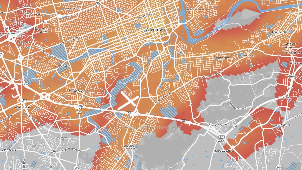 Transit Grade map of 18103, PA