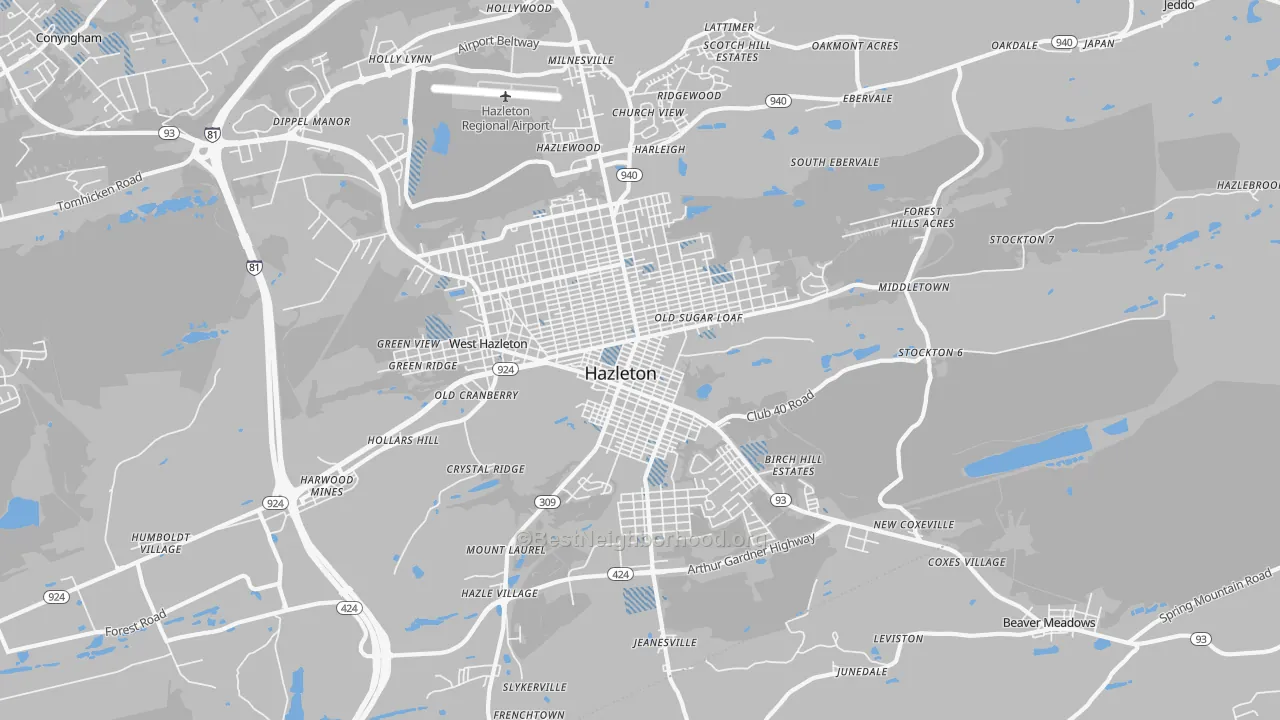 Transit Grade map of 18201, PA