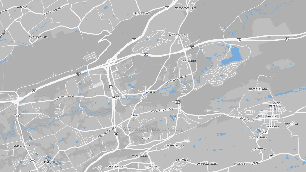 Transit Grade map of 18222, PA