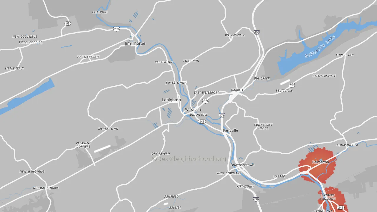 Transit Grade map of 18235, PA