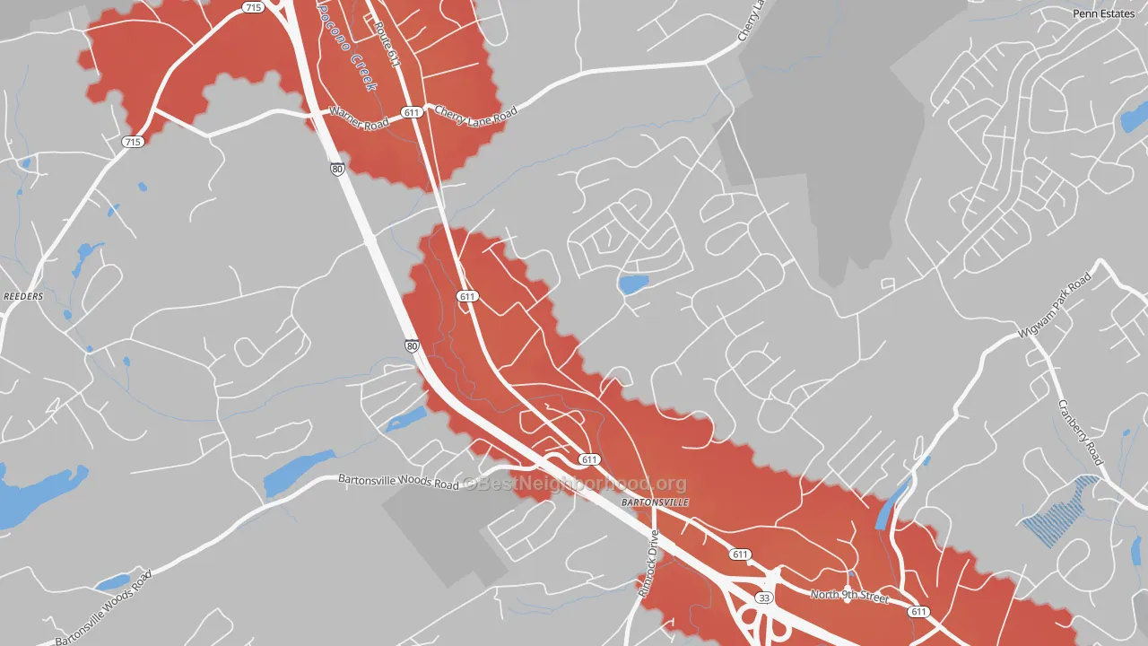 Transit Grade map of 18321, PA