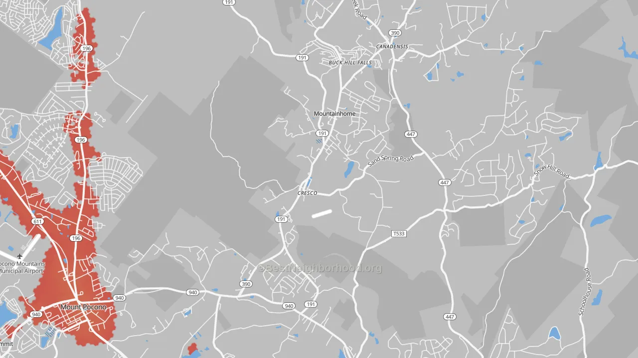 Transit Grade map of 18326, PA