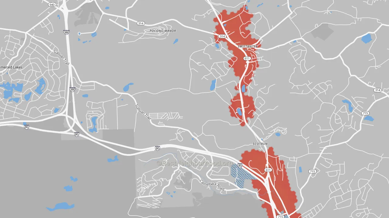 Transit Grade map of 18355, PA