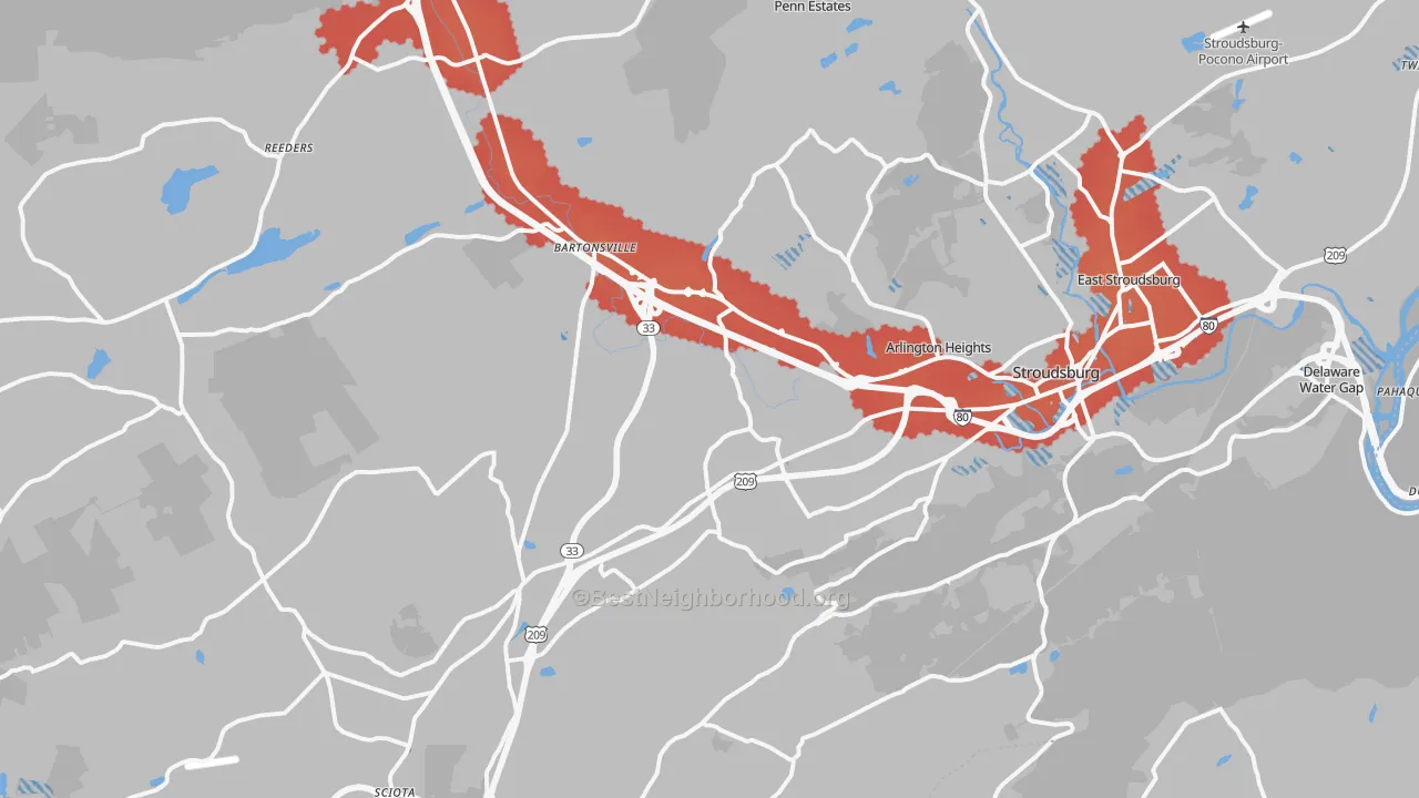 Transit Grade map of 18360, PA