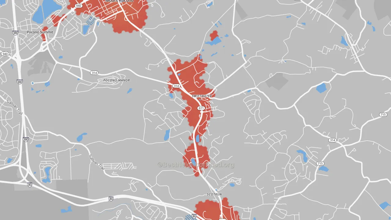 Transit Grade map of 18370, PA