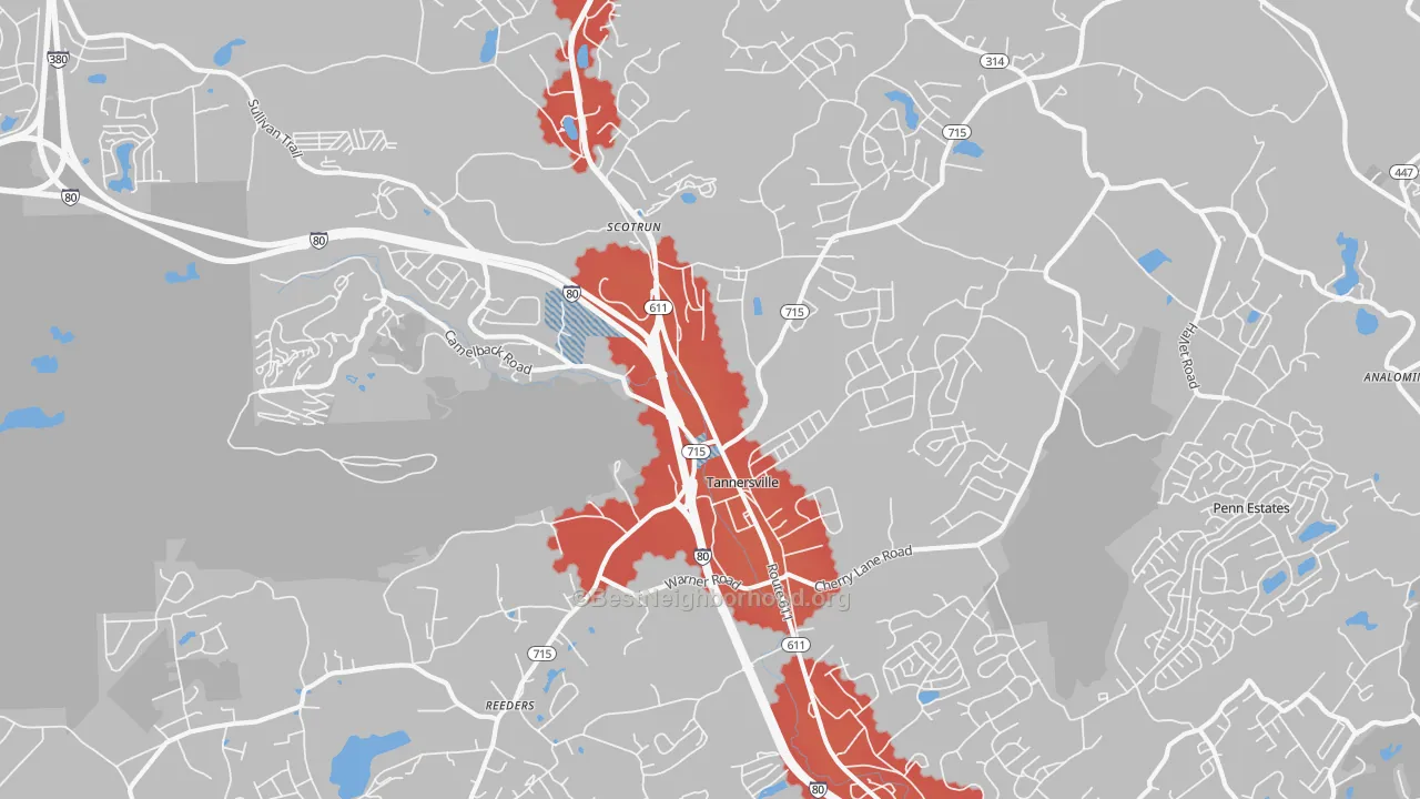 Transit Grade map of 18372, PA