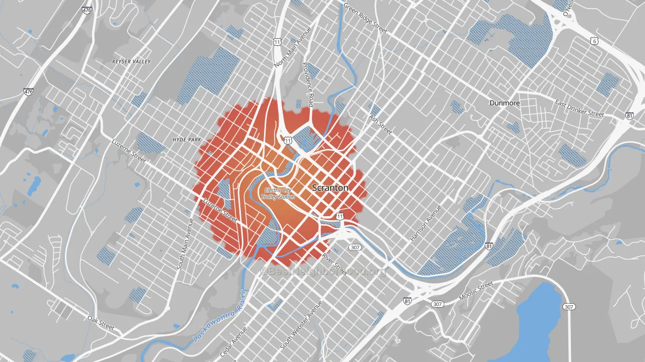 Transit Grade map of 18503, PA