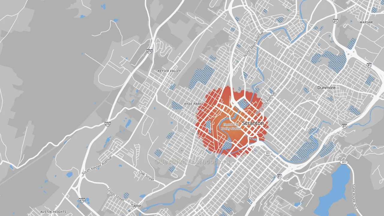 Transit Grade map of 18504, PA