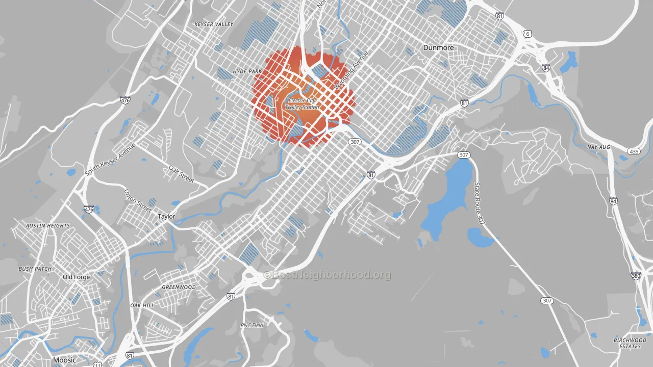 Transit Grade map of 18505, PA