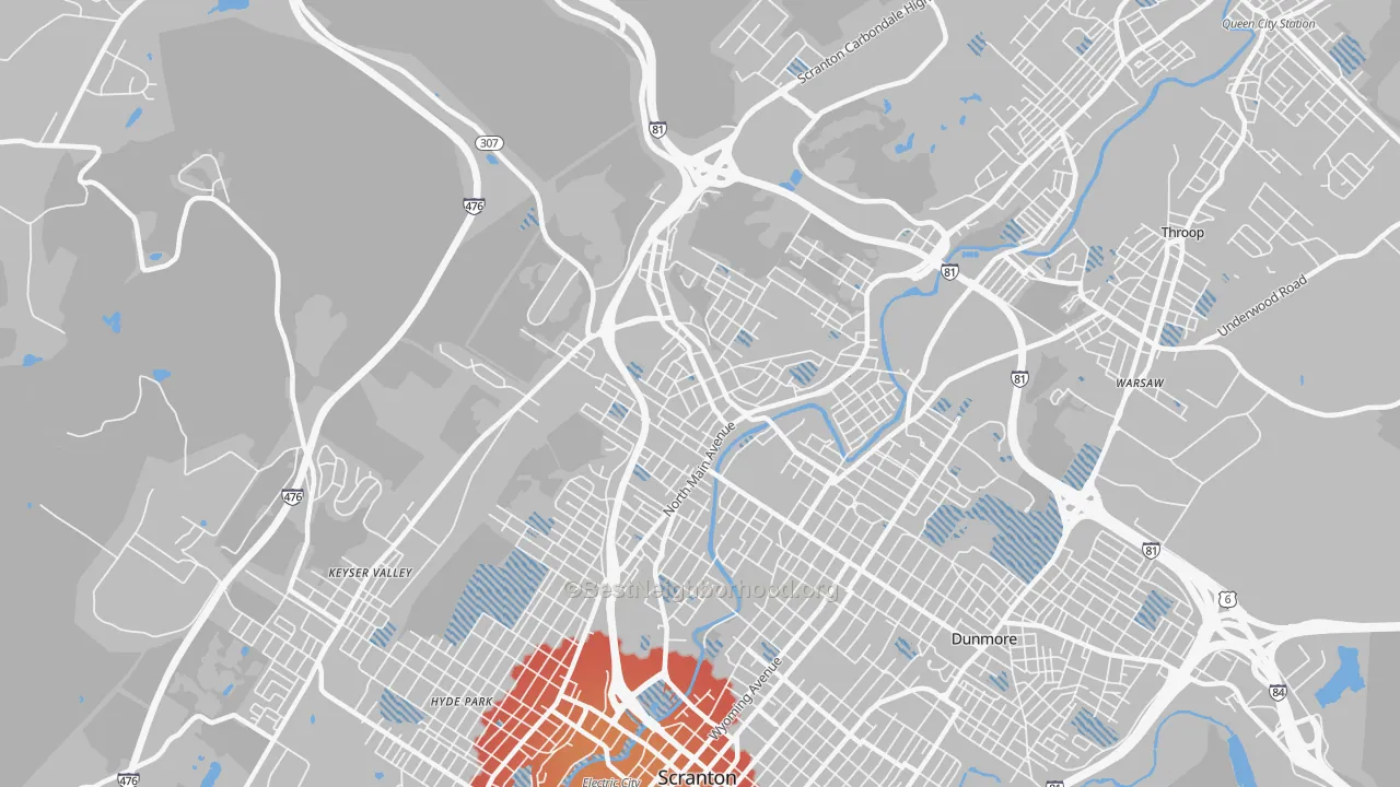 Transit Grade map of 18508, PA